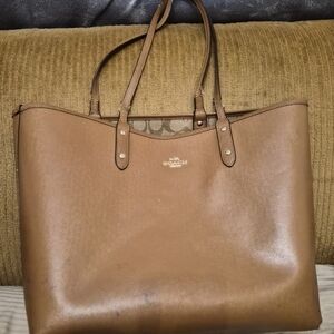 Coach Tan Monogram Canvas Bag Reversible